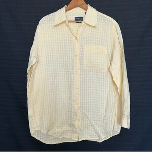 Liz Claiborne Lizsport Womens M 100% Irish Linen Button-Up Shirt Creamy Yellow